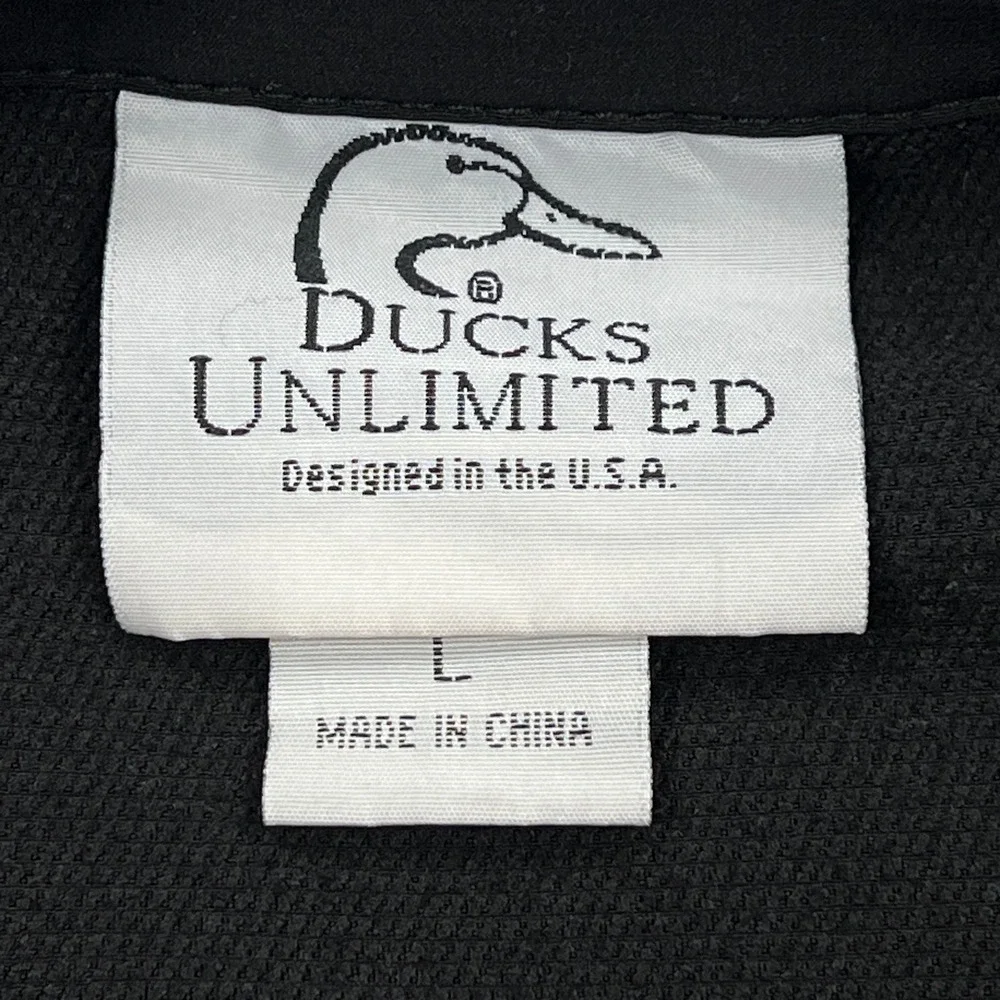 Ducks Unlimited Jacket Men's Large Black Full Zip Softshell Coat Sweater Outdoor